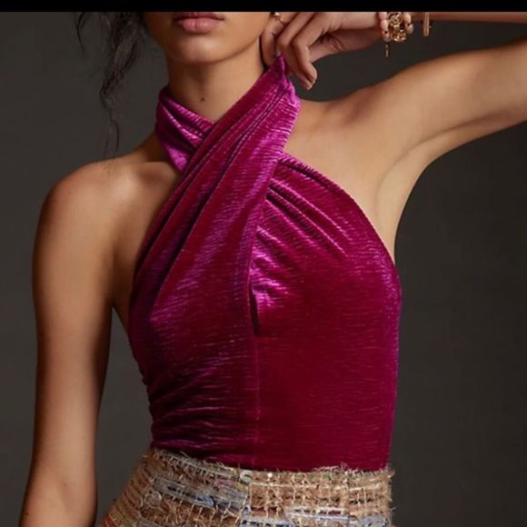 Anthropologie Tops - Anthropologie Dolan Left Coast Velvet Halter Tank * Stunning and NWT